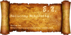 Beliczey Nikoletta névjegykártya